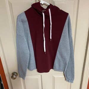 Stella Tweed Maroon and Gray Cowl Necked Hoodie